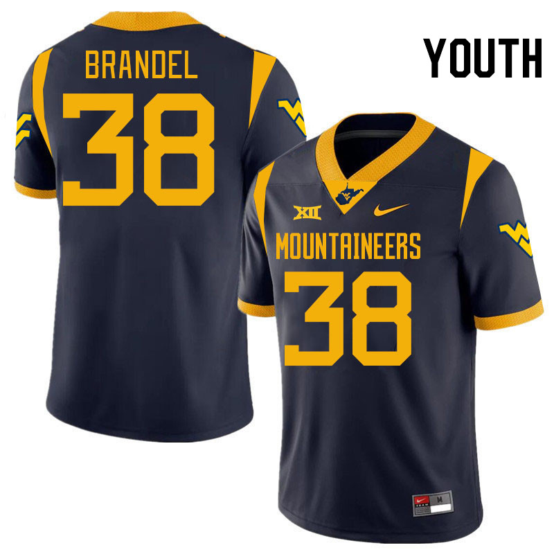 Youth #38 Donald Brandel West Virginia Mountaineers College 2024 New Uniforms Football Jerseys Stitc